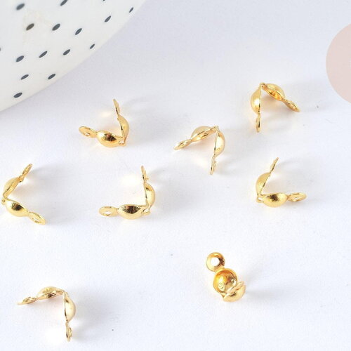 Cache nœuds chaine boule acier inoxydable 304 doré 7,5mm, création bijoux acier, x10 g7321