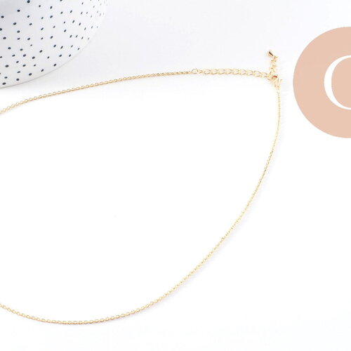 Chaine dorée forçat 16k 2.5microns,chaine collier, 1.8mm, chaine complète avec fermoir,45cm, x1 (g1452)