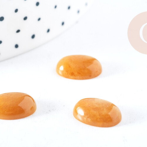 Cabochon ovale jade naturelle jaune topaze 14x10mm, cabochon pour création bijoux pierre, x1 (g8601)