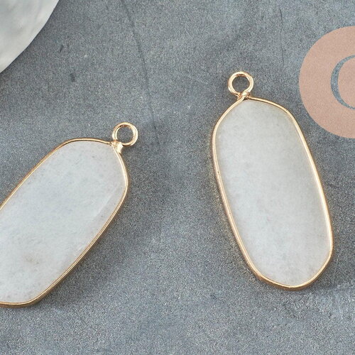 Pendentif hexagone jade naturel blanc 37mm,pendentif pour bijoux pierre,pendentif collier,pendentif jade, jade naturel, x1 g2393