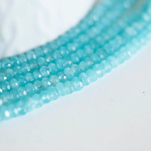 Perle abacus jade bleu,perle jade,pierre naturelle,perle facette,jade,4x2mm,fil 137 perles, x1 (g6742)