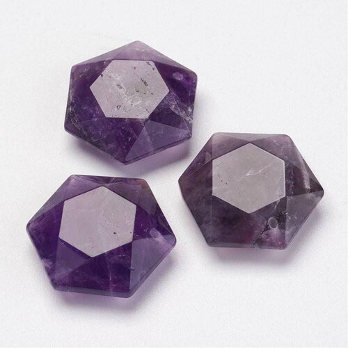 Pendentif hexagone améthyste violette, pendentif pierre, améthyste naturelle,création bijoux, pierre naturelle, 29mm-g0587