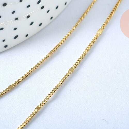 Chaine fine dorée fantaisie 14k, fourniture créative, chaine complète,chaine plaquée or,1.5 mm, 40cm, x1 (g5277)