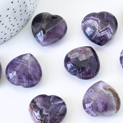 Coeur améthyste pointe, améthyste naturelle roulée, pierre semi-precieuse, séance lithothérapie, 31mm, x1 g5614