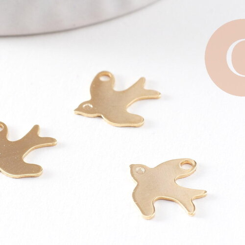 Pendentif oiseau hirondelle acier 201 inoxydable doré 18k 12mm, x5 (g9940)