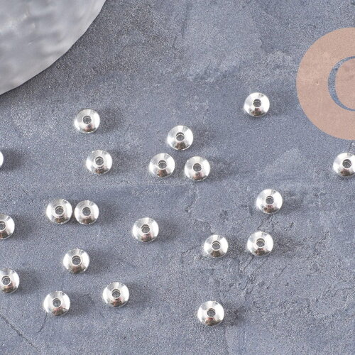 Rondelles laiton argenté 5mm, x20 ou x100 (g4619)