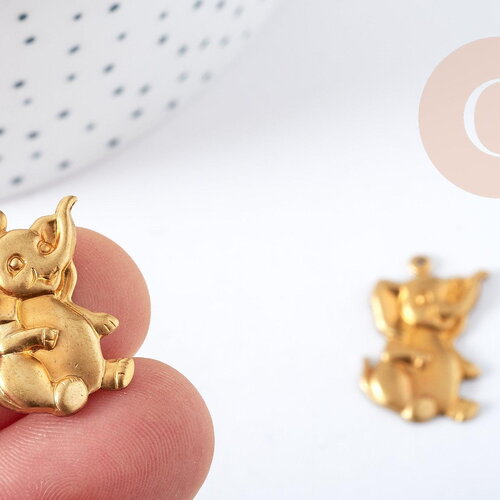 Breloque éléphant dumbo laiton brut 12mm, breloque disney création bijoux x1 (g8207)