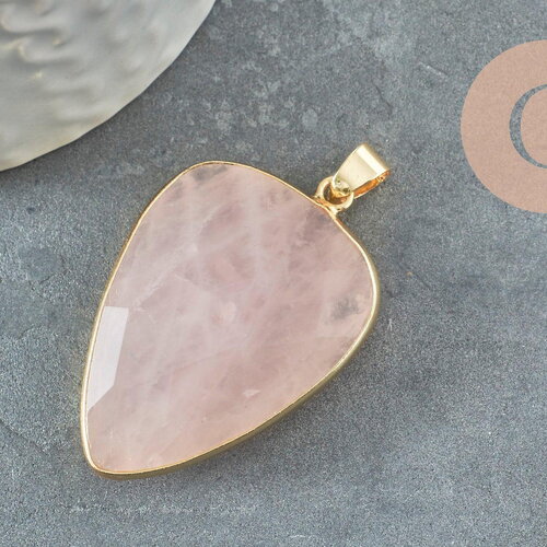 Pendentif ovale quartz rose, pendentif pierre, pierre naturelle, quartz rose naturel,quartz rose,création bijoux,40mm, x1 g2677