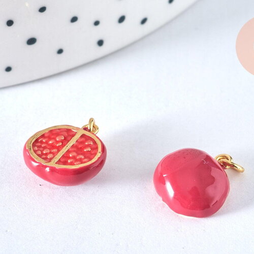 Pendentif grenade doré 18k ,pendentif fruit création bijoux, pendentif fruit, pendentif doré, 13,3mm, g6883