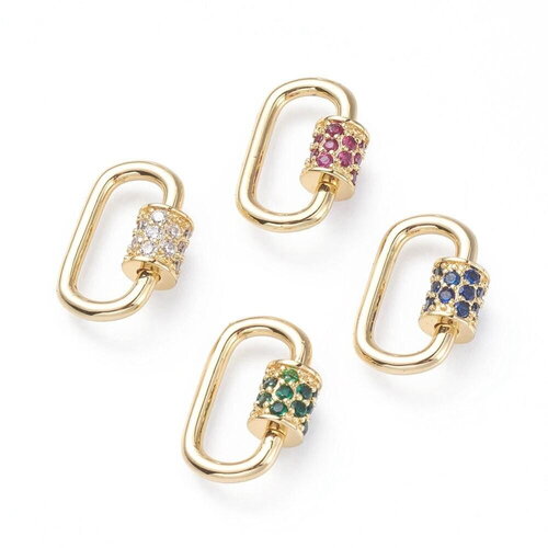 Fermoir à vis laiton doré et strass 19mm, x1 (g2911)