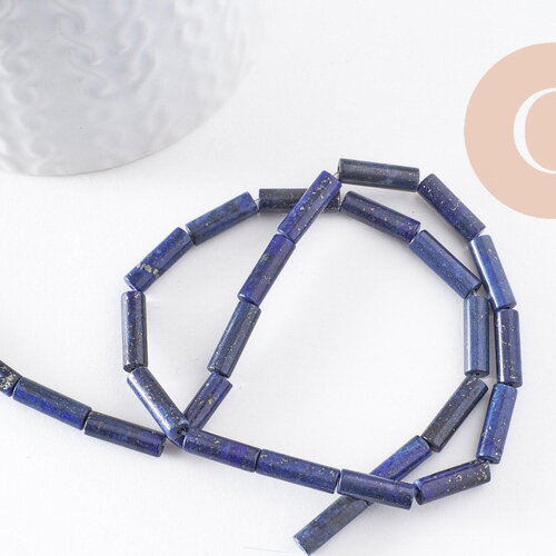 Perle tube lapis lazulis naturel 13x4mm, des perles naturelles pour creation bijou en pierre naturelle lapis naturel,x1 fil, (g5167)