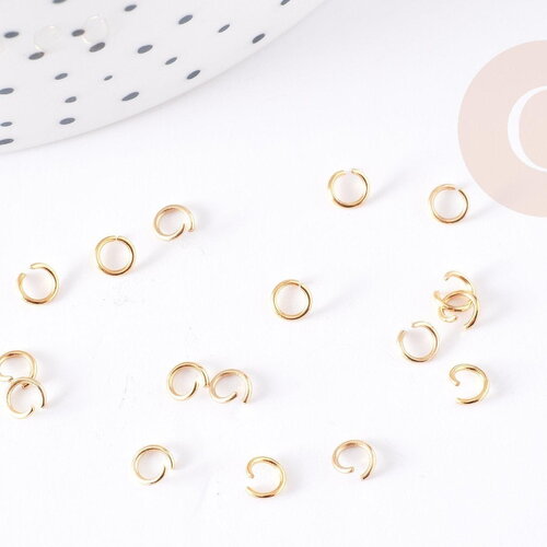 Anneaux ronds acier 304 inoxydable doré 4mm, x50 (g3016)