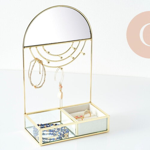 Présentoir à bijoux doré velours blanc, présentoir pour rangement de bijoux, x1 g9396