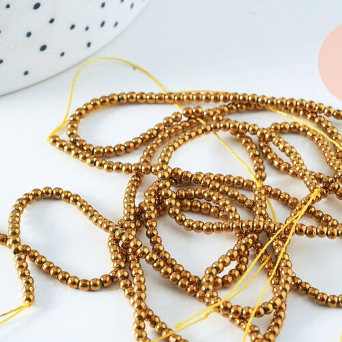 Perle ronde cristal doré 2.5mm, perles bijoux, perle cristal , fil de 35cm, x1 (g6372)