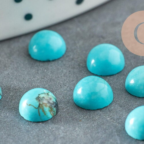 Cabochon howlite naturelle turquoise 6mm, cabochon rond en pierre naturelle, x1 g1010