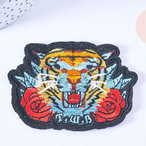 Ecusson brodé à repasser tigre customisation vêtement, écusson thermocollant,patch écusson brodé,85mm, x1 g2857