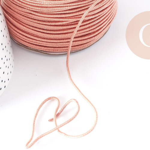 Cordon polyester métal rigide vieux rose 2mm,création pour scrapbooking, x 1m g9003