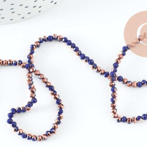 Perles abacus cristal bleu or 3x2mm, x1 fil de 38cm (g6178)