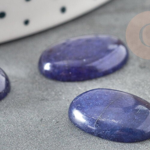 Cabochon ovale jade naturel bleu marine 18 x13mm, x1 (g2924)