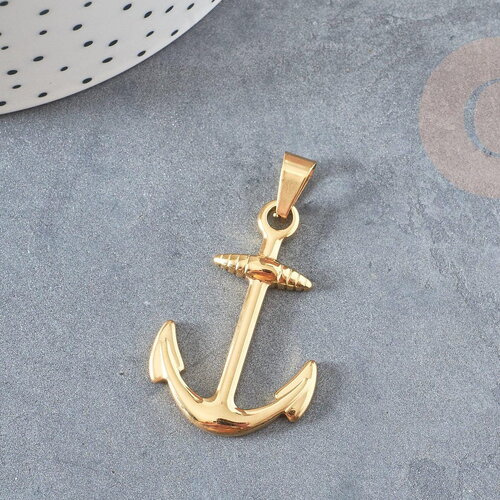 Pendentif ancre acier doré 14k, fourniture bijoux,acier doré inoxydable ,pendentif bijoux sans nickel,37.5mm, x1 (g4522)