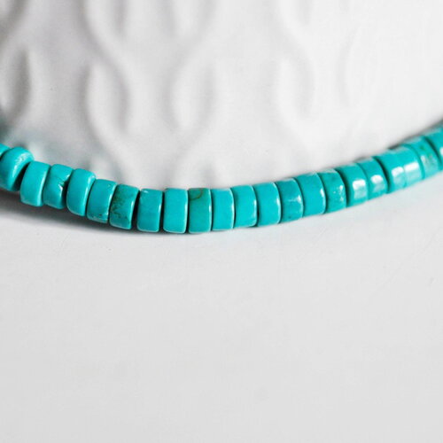 Perle rondelle turquoise sinkiang,perles pierre, turquoise naturelle, fil de 39,5 cm x1 (g0138)