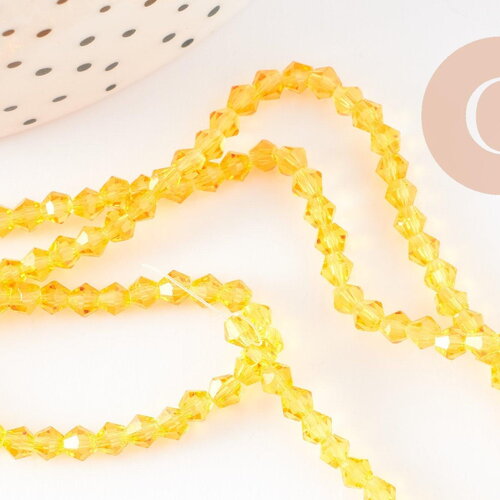 Perles cristal toupies facette orange transparent,perles bijoux,perle bicone facette, fil de 41cm, 3mm, x1 (g2599)