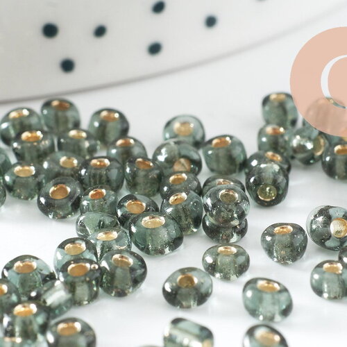 Grosses perles de rocaille gris transparent, perles rocaille, grosse perles grises, création bijoux,4mm, x10 gr (g3740)