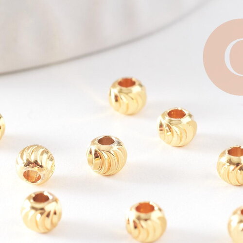 Perles intercalaires laiton doré 18k 4mm, perles dorées pour création bijoux x10 (g0307)
