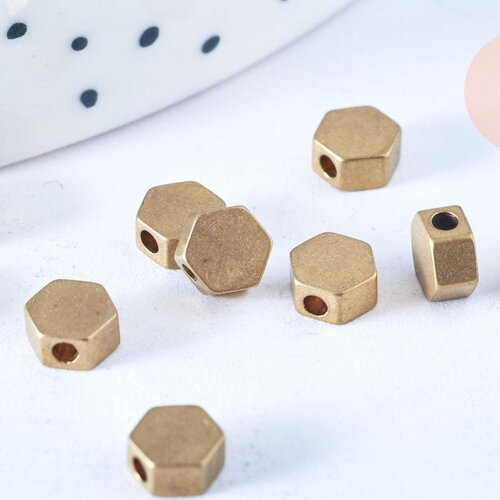Perle hexagone laiton bru 5mm, x20 (g0616)