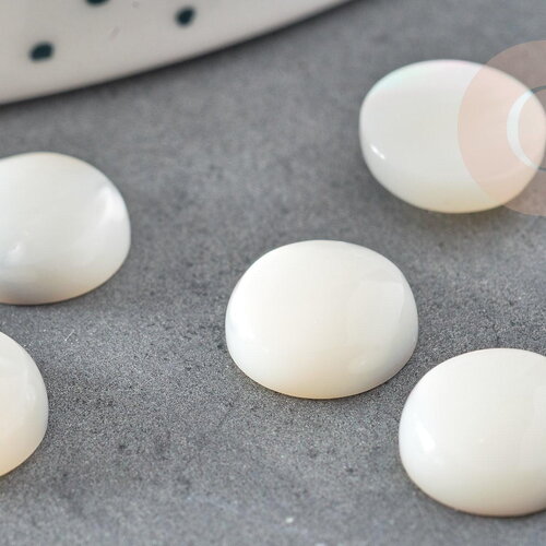 Cabochon rond nacre blanche naturelle 10mm, x1 (g2751)