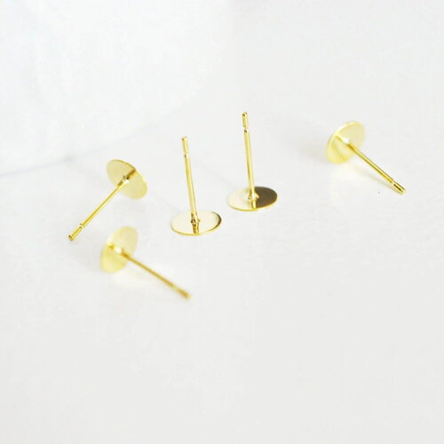 Clous-puces oreille avec plateau acier inoxydable 304 doré 6mm, x10 (g2568)