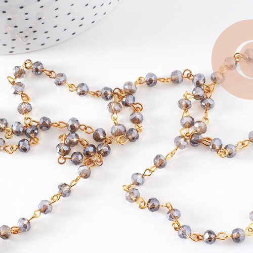 Chaines dorées perles crista l6x4mm, x1 (g6117)