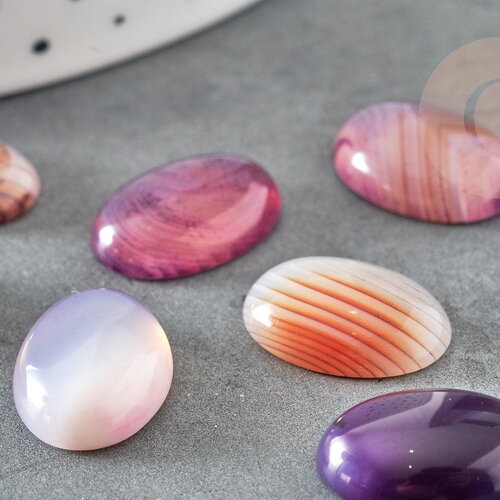 Cabochon ovale agate violette, agate naturelle pour créer des bijoux en pierre naturelle ,18x13mm, x1 g1557