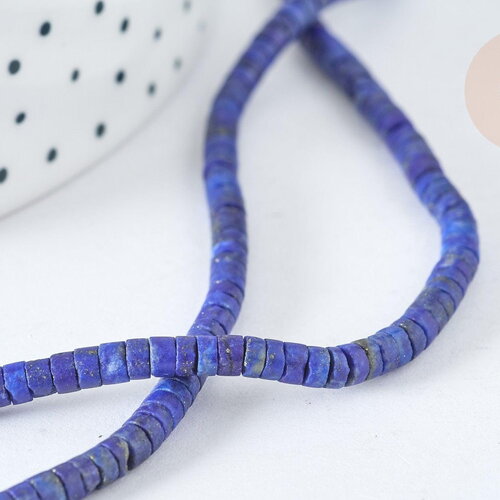 Perle heishi lapis lazuli naturel 4mm, x1 fil de 38cm (g7223)