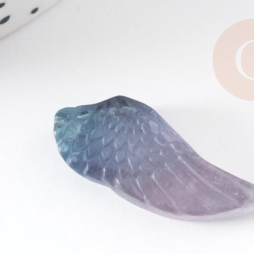 Pendentif aile fluorite, pendentif en pierre naturelle, fluorite naturel pour création bijoux 31mm, x1 (g4045)