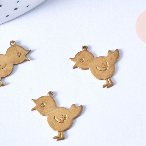 Pendentif poussin laiton brut 8mm, x2 (g6500)