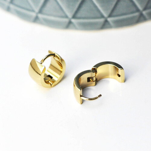 Créoles large acier doré 18k, bijoux doré, oreille percée,cadeau anniversaire femme,17.5mm, la paire g4260