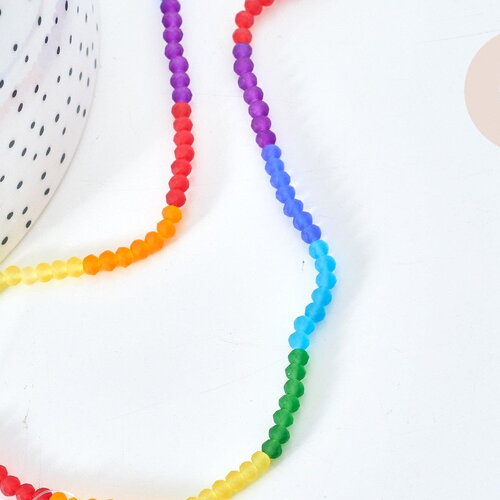 Perles abacus verre multicolore 2mm, création bijoux perles cristal, fil de 42.5cm, x1 (g7827)