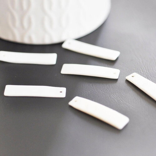 Pendentif rectangle nacre blanche naturelle 30mm, perle rectangulaire coquillage blanc, x5 g1080