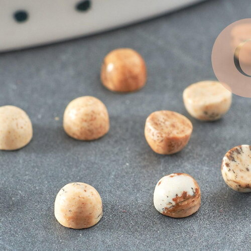 Cabochon rond jaspe paysage naturel 4mm, x1 (g2727)