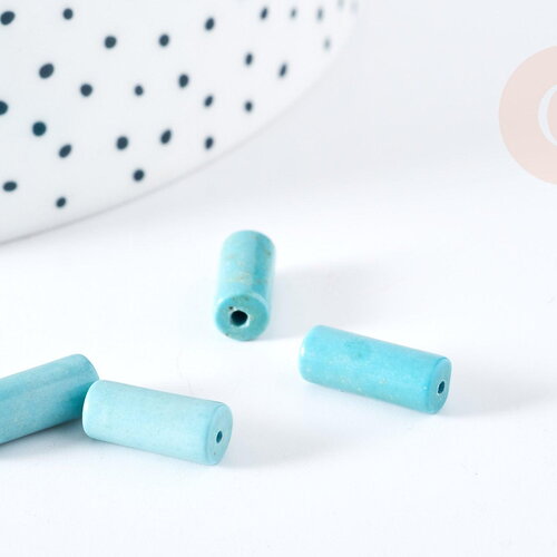 Perle tube howlite turquoise 13mm,perle tube, x10 (g0388)