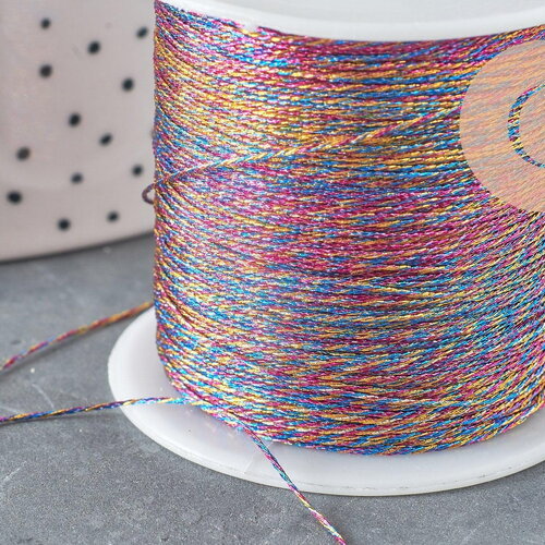 Fil polyester métallisé multicolore 0.4mm, fil original, fil couture, fil d'or, fil métallique, bobine de 50 mètres, x1 g5941
