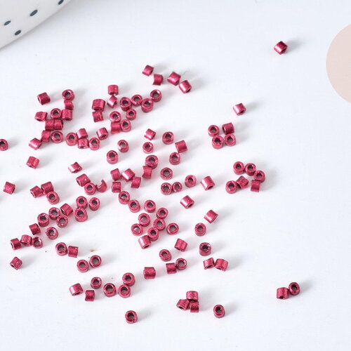 Perles tube rose foncé métallisé mat façon delica miyuki, perle rocaille japonaise mat, perlage tissage, sachet 8g, x1 g8135