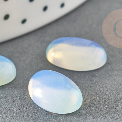 Cabochon opalite blanche ovale, cabochon ovale opalite blanche,pierre, 14x10mm, x1 (g1564)