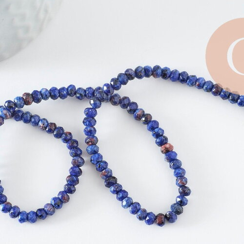 Perle abacus jade bleu marbré,pierre jade naturel,perle facette,jade,4x2mm,fil de 35 cm, x1 (g3227)