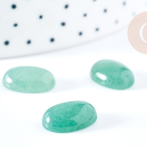 Cabochon aventurine verte naturelle 14x10mm, création bijoux pierre naturelle, x1 (g8668)