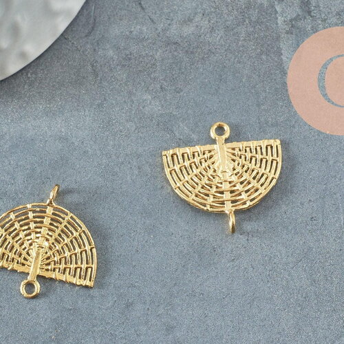 Pendentif rond façon osier laiton brut 20mm, breloque laiton brut,création bijoux,pendentif laiton brut, x2 (g4678)
