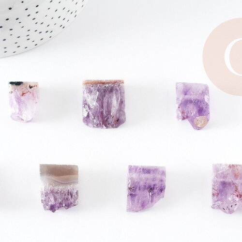 Perle améthyste brute violette,pendentif pierre, création bijoux pierre naturelle, 18-25mm, x1 (g3256)