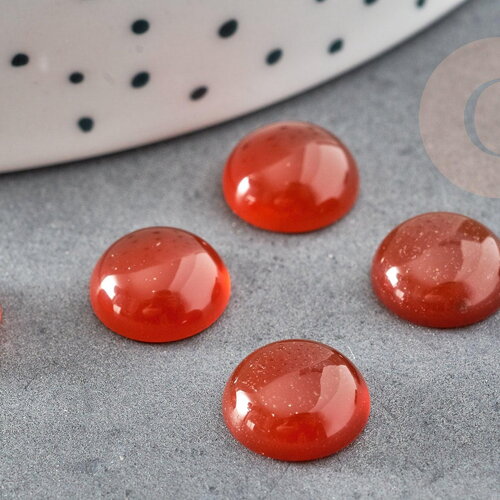Cabochon rond cornaline orange 10mm, cabochon pour création de bijoux en pierre, x1 g2436