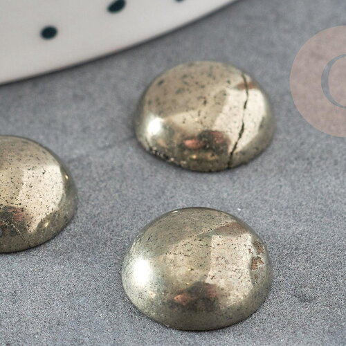 Cabochon rond pyrite grise naturelle 12mm, x1 (g9025)